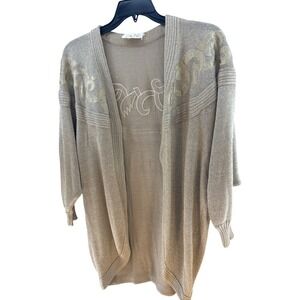 Vintage Cache‎ Metallic Knit Cardigan Open Front Slouchy Shimmer Sweater Glam